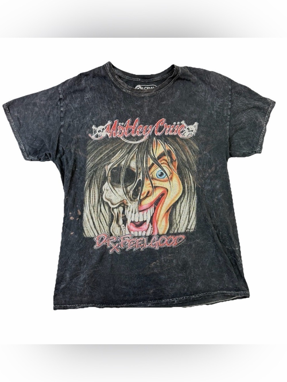 Motley Crue Global Dr  Feel Good T-Shirt Size Medium Mineral Black Vintage Look